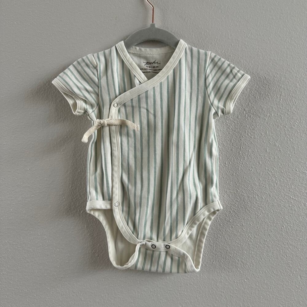 Pehr Stripes Away Organic Cotton Wrap Bodysuit Size 12-18 months